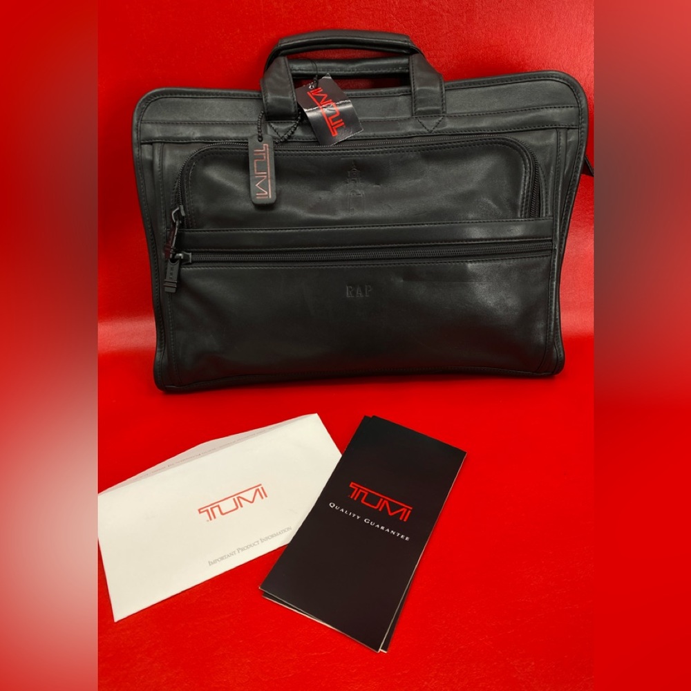 Tumi Slim Simple Brief All Black Leather